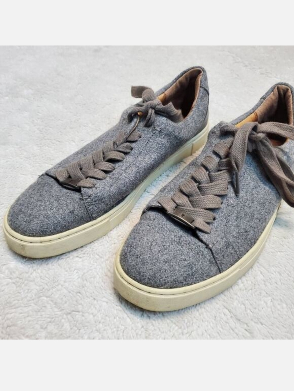Frye Gray Wool Blend Lace Sneakers Shoes Women 8 Classic Luxury Capsule Everyday